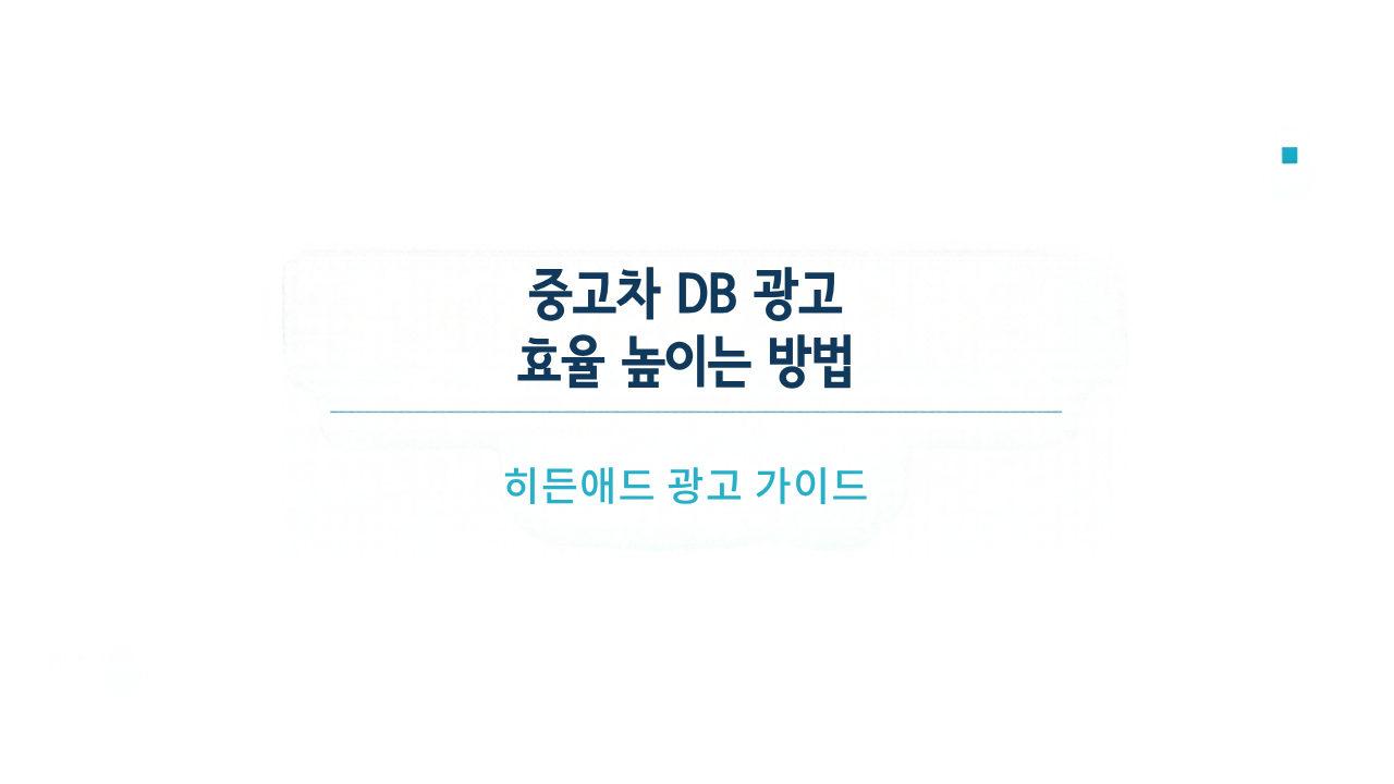 중고차 DB 광고 효율 높이는 방법